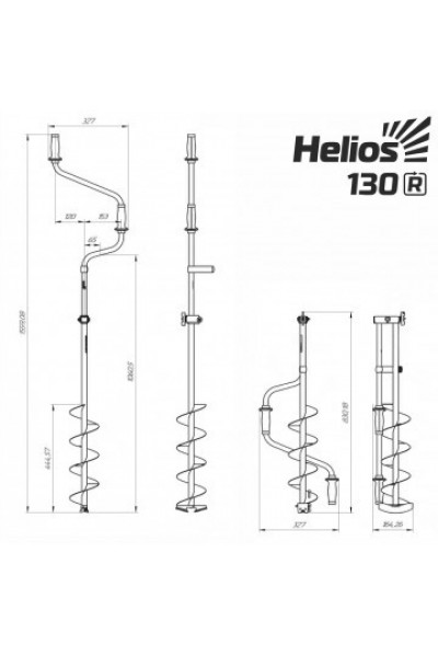 Ледобур Helios HS-130DR (диаметр 130 мм) правый, прямые ножи LH-130RD