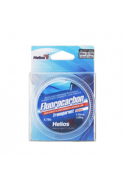 Леска флюорокарбон Helios Fluorocarbon 0,20мм 50м Transparent HS-FCT 20/50