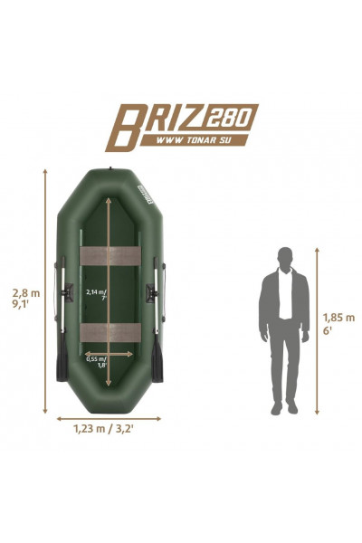 Лодка ПВХ Тонар Бриз 280 (зеленая)