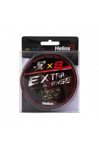 Шнур плетеный Helios Extrasense X8 PE 1.2/19LB 0,20мм 150м Multicolor HS-ES-X8-1.2/19LB