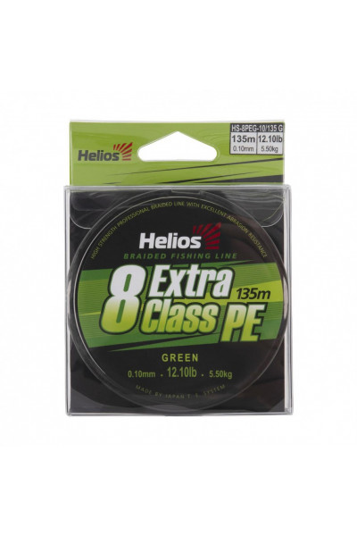 Шнур плетеный Helios Extra Class 8 PE Braid 0,10мм 135м Green HS-8PEG-10/135 G